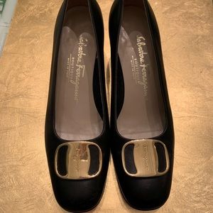 Salvatore Ferragamo black leather heels